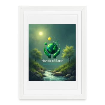 La Terre entre des mains vertes - Affiche encadrée (27 × 37 cm) - blanc - Devant