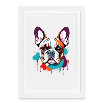 Pop Art Bulldog Color Festival - Framed poster (27 × 37 cm) - white - Front