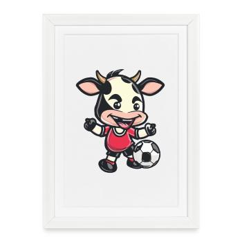 Baby-foot Vache - Affiche encadrée (27 × 37 cm) - blanc - Devant