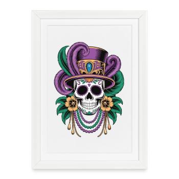 Mardi Gras Skull Mask Shirt - Framed poster (27 × 37 cm) - white - Front
