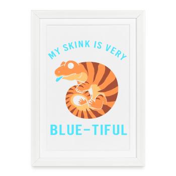 Langue bleue lézard - Affiche encadrée (27 × 37 cm) - blanc - Devant