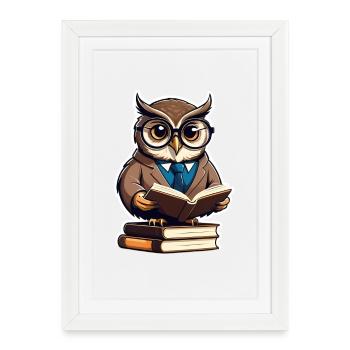 Owl Academy in a suit - Framed poster (27 × 37 cm) - white - Front