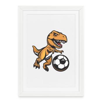 T-Rex Dino Football - Framed poster (27 × 37 cm) - white - Front
