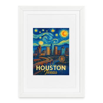 Houston, Texas - Affiche encadrée (27 × 37 cm) - blanc - Devant