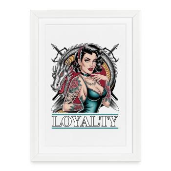 Loyalty Tattoo Pin-Up Dragon Art - Framed poster (27 × 37 cm) - white - Front