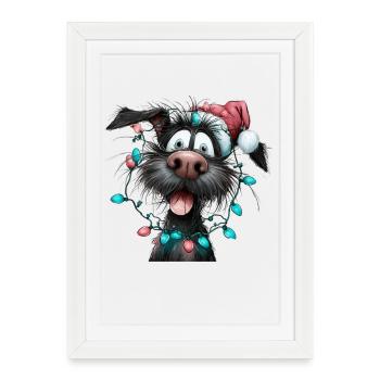 Christmas woofs with fairy lights - Framed poster (27 × 37 cm) - white - Front