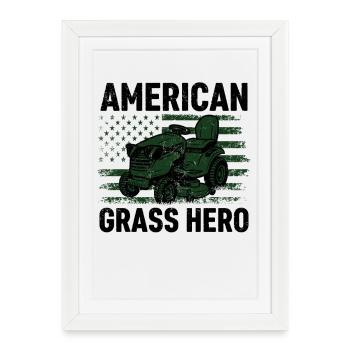 Héros américain de l’herbe - Affiche encadrée (27 × 37 cm) - blanc - Devant