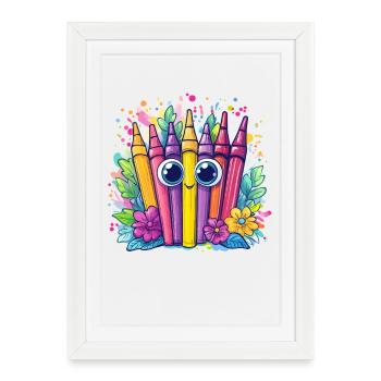 Stylos colorés Couleurs gaies - Affiche encadrée (27 × 37 cm) - blanc - Devant