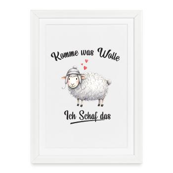 Viens qu’est-ce que je veux brebis ça - Affiche encadrée (27 × 37 cm) - blanc - Devant
