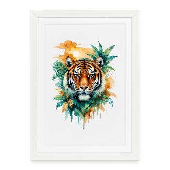 Watercolor tiger in the jungle - Framed poster (27 × 37 cm) - white - Front