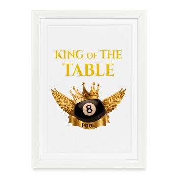 Roi du billard – Le design Royal 8 Ball - Affiche encadrée (27 × 37 cm) - blanc - Devant