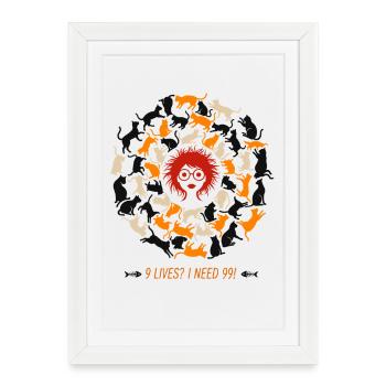9 Lives? I Need 99! – Cat addiction - Framed poster (27 × 37 cm) - white - Front