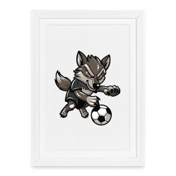 Wolfsoccer Animated Wolf - Framed poster (27 × 37 cm) - white - Front