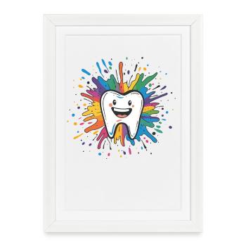 Colorful Tooth Splash - Framed poster (27 × 37 cm) - white - Front