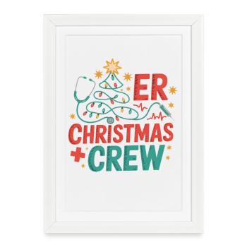 Équipe de Noël des urgences - Affiche encadrée (27 × 37 cm) - blanc - Devant