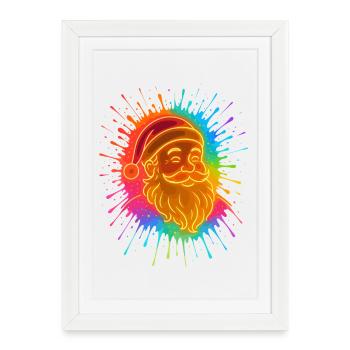 Neon Santa Color Splash Christmas Shirt - Framed poster (27 × 37 cm) - white - Front