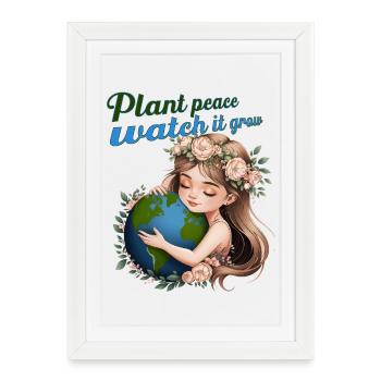 Paix des plantes – Regardez-la grandir | Design de l’Amour Terrien - Affiche encadrée (27 × 37 cm) - blanc - Devant