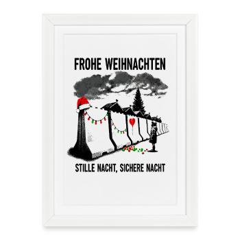 Douce nuit, nuit sûre - Satire de Noël - Affiche encadrée (27 × 37 cm) - blanc - Devant