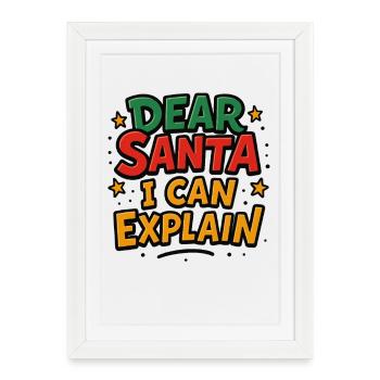 Cher Père Noël, je peux expliquer Noël drôle - Affiche encadrée (27 × 37 cm) - blanc - Devant