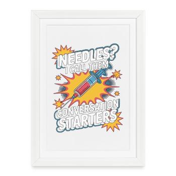 Aiguilles d’infirmière en dialyse Je les appelle travailleur en dialyse - Affiche encadrée (27 × 37 cm) - blanc - Devant