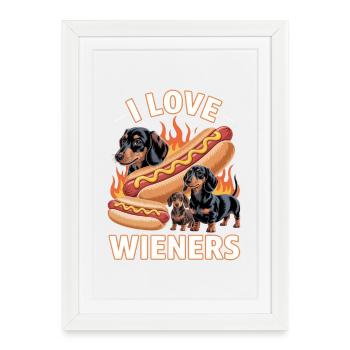 I Love Wieners Unwearable Bootleg - Framed poster (27 × 37 cm) - white - Front