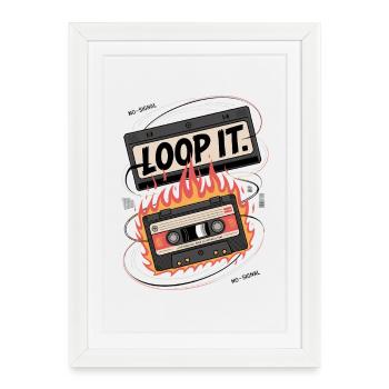 Loop It Flames Cassette - Framed poster (27 × 37 cm) - white - Front