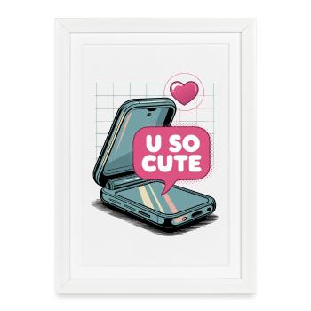 U So Cute Pop Art Téléphone portable - Affiche encadrée (27 × 37 cm) - blanc - Devant