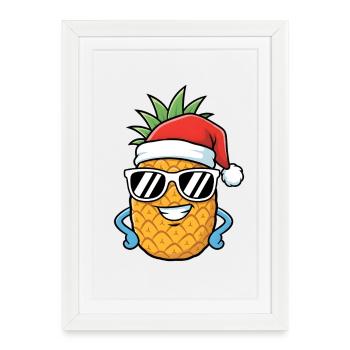Art de l’ananas de Noël - Affiche encadrée (27 × 37 cm) - blanc - Devant