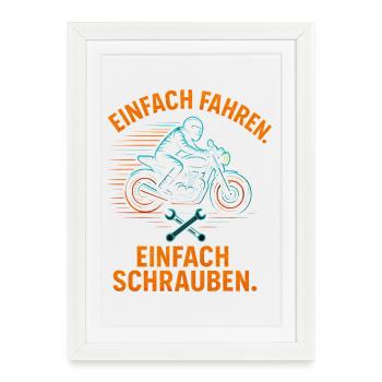 Easy Riding Just Screwing Biker Shirt - Affiche encadrée (27 × 37 cm) - blanc - Devant