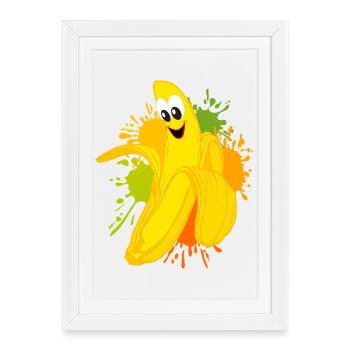 Cheerful banana color explosion - Framed poster (27 × 37 cm) - white - Front