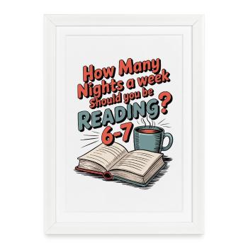 Reading motivation 6-7 nights retro flowers - Framed poster (27 × 37 cm) - white - Front