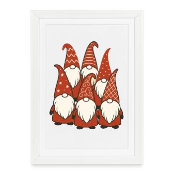 Joyeux Noël Gnome Famille Vacances Fun - Affiche encadrée (27 × 37 cm) - blanc - Devant