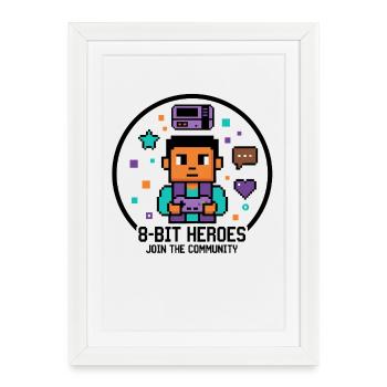 Pixel Gamer | Retro 8-Bit Video Games Style - Framed poster (27 × 37 cm) - white - Front