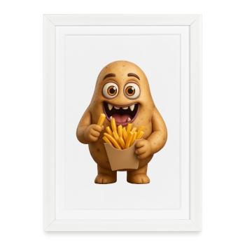 Potato Fries Monster - Framed poster (27 × 37 cm) - white - Front