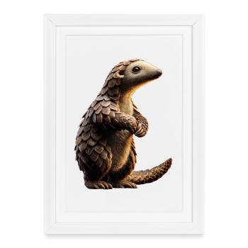 Pangolin Pangolin Pomme de pin Pangolins - Affiche encadrée (27 × 37 cm) - blanc - Devant