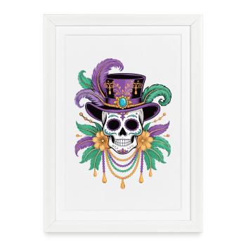 Carnival Skull Shirt for Mardi Gras Fans - Framed poster (27 × 37 cm) - white - Front