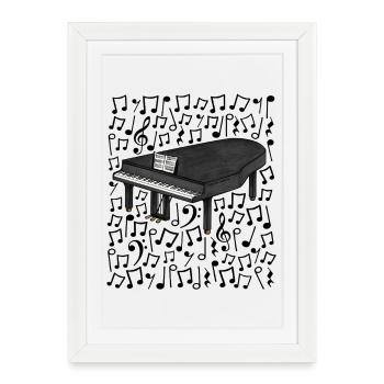 Grand Piano Musical Notes Pianist Music Teacher - Framed poster (27 × 37 cm) - white - Front