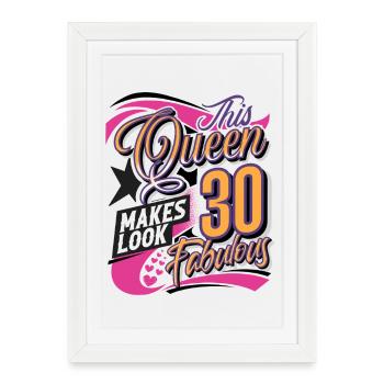 30th Birthday Queen Women - Framed poster (27 × 37 cm) - white - Front