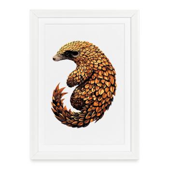 Pangolin Pangolin Pomme de pin Pangolins - Affiche encadrée (27 × 37 cm) - blanc - Devant