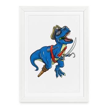 T-shirt Pirate T-Rex Guerrier Aventure Épique de Dinosaures - Affiche encadrée (27 × 37 cm) - blanc - Devant
