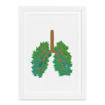 Forêt de poumons Sensibilisation écologique Réchauffement climatique - Affiche encadrée (27 × 37 cm) - blanc - Devant