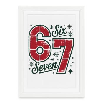 Festif 6 7 Rétro Noël Thème - Affiche encadrée (27 × 37 cm) - blanc - Devant