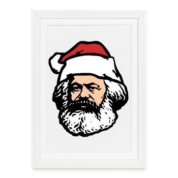 Karl Marx Père Noël | Silhouette – classique - Affiche encadrée (27 × 37 cm) - blanc - Devant