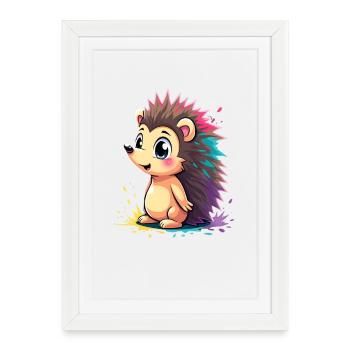 Rainbow spine hedgehog - Framed poster (27 × 37 cm) - white - Front