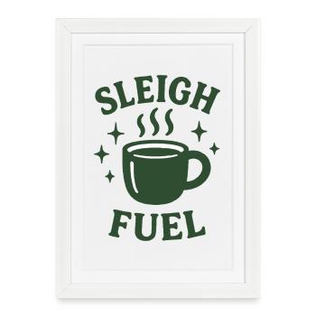 Traîneau Fuel Tasse à café Humour des Fêtes - Affiche encadrée (27 × 37 cm) - blanc - Devant