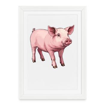 Cochon Cochon - Affiche encadrée (27 × 37 cm) - blanc - Devant
