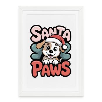 Santa Paws – Cute Christmas Dog, Gift - Framed poster (27 × 37 cm) - white - Front