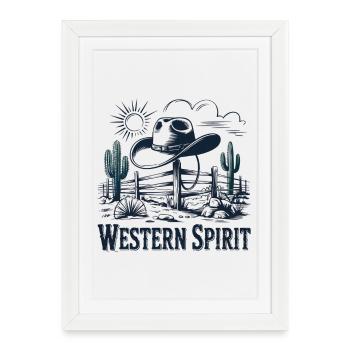 Western Vintage Cowboy - Affiche encadrée (27 × 37 cm) - blanc - Devant