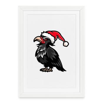 Harpie oiseau Noël - Affiche encadrée (27 × 37 cm) - blanc - Devant