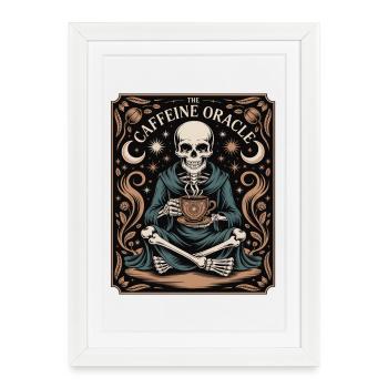 Le Café Squelette de l’Oracle de la Caféine Oracle - Affiche encadrée (27 × 37 cm) - blanc - Devant